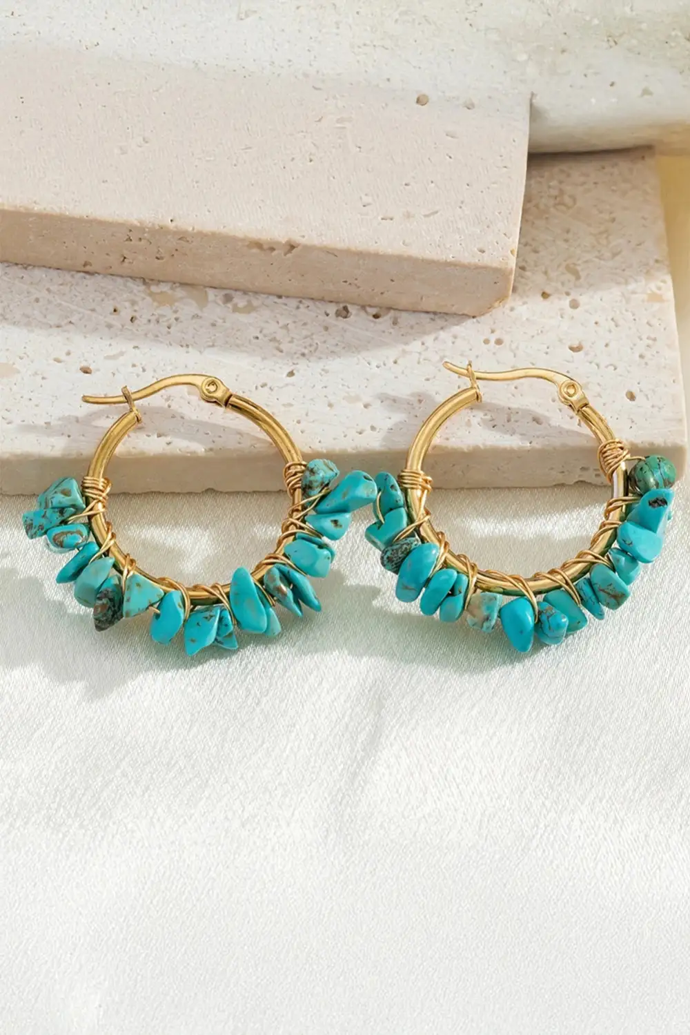 Alloy Beaded Lightweight Hoop Earrings