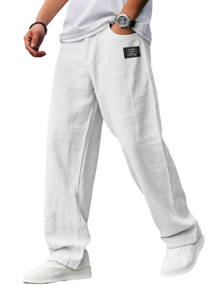 Linen Blend Drawstring Trousers