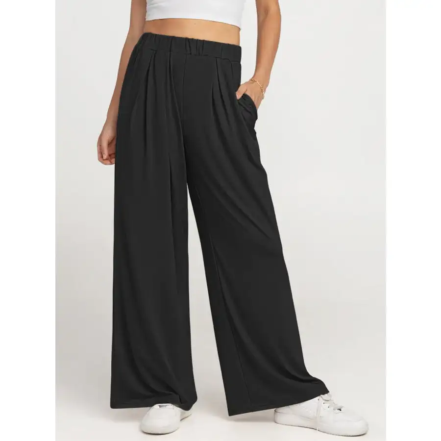 Weekend Elastic Waist Wide Leg Pants