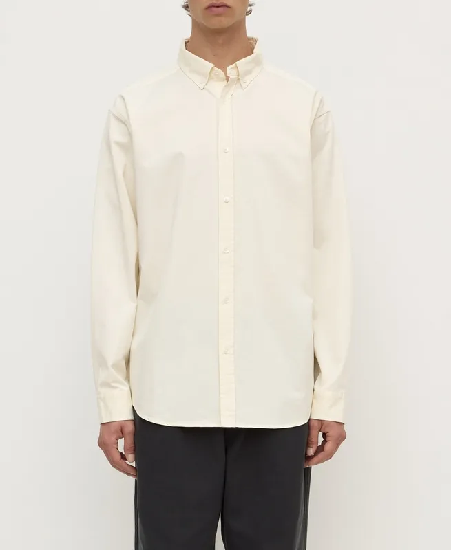 Cream Cotton Twill Button-Up Shirt