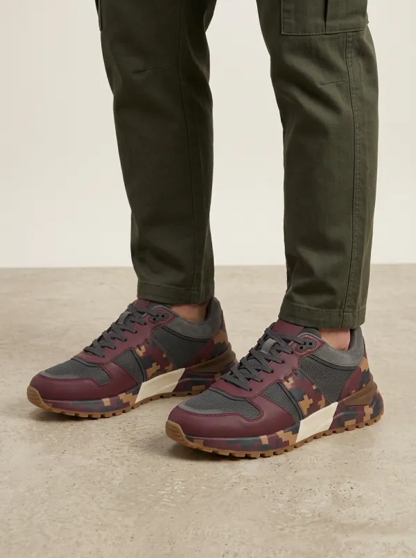 Men's Pixel Camo Printed Sneakers