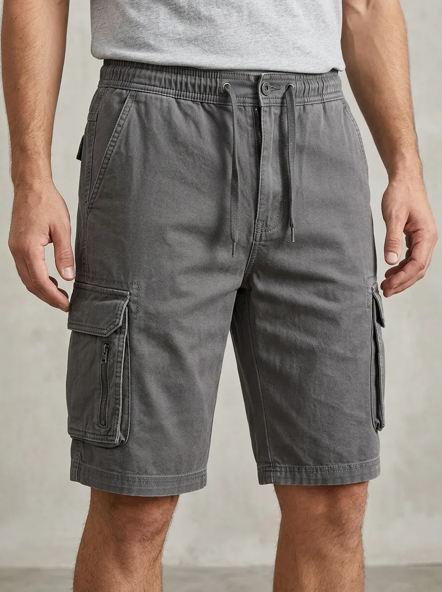 Men's Regular Fit Cargo Shorts with Multi Pocket Details