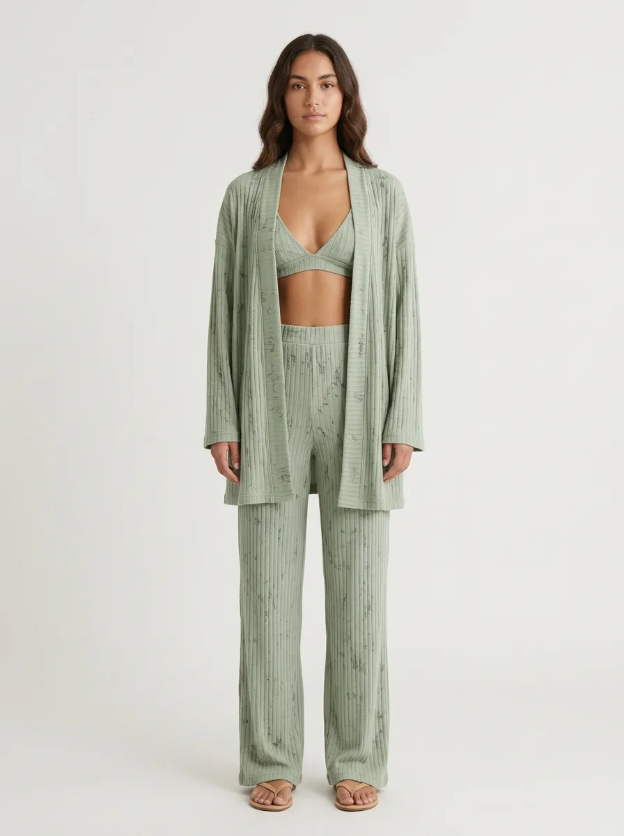 Tie Dye Wide Leg Cardigan Lounge Set