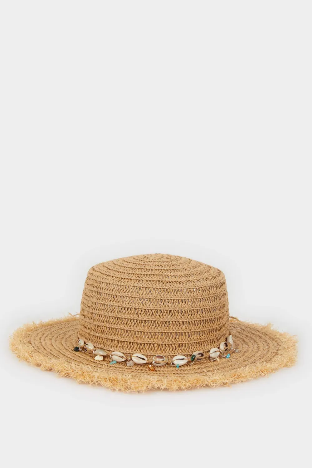 Seashell-Decorated Straw Hat