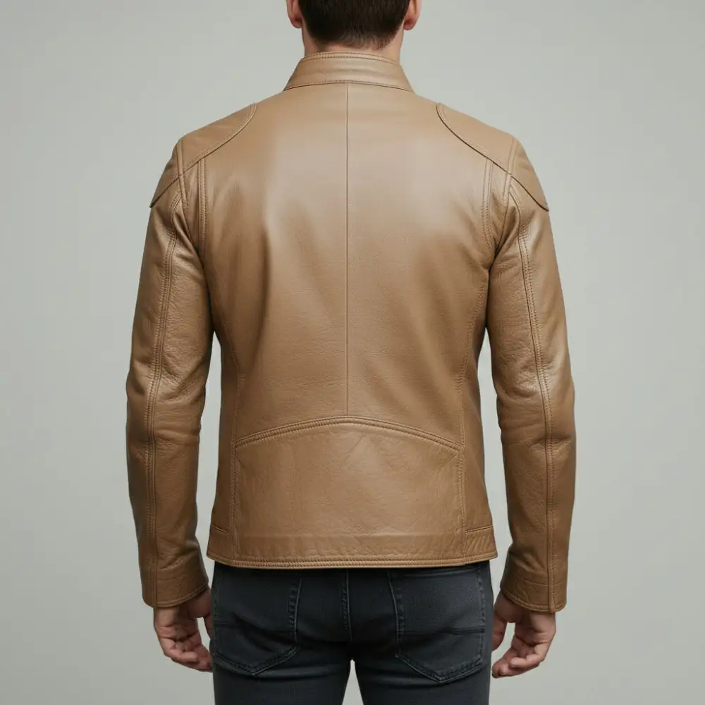Refined Leather Biker Bomber Jacket