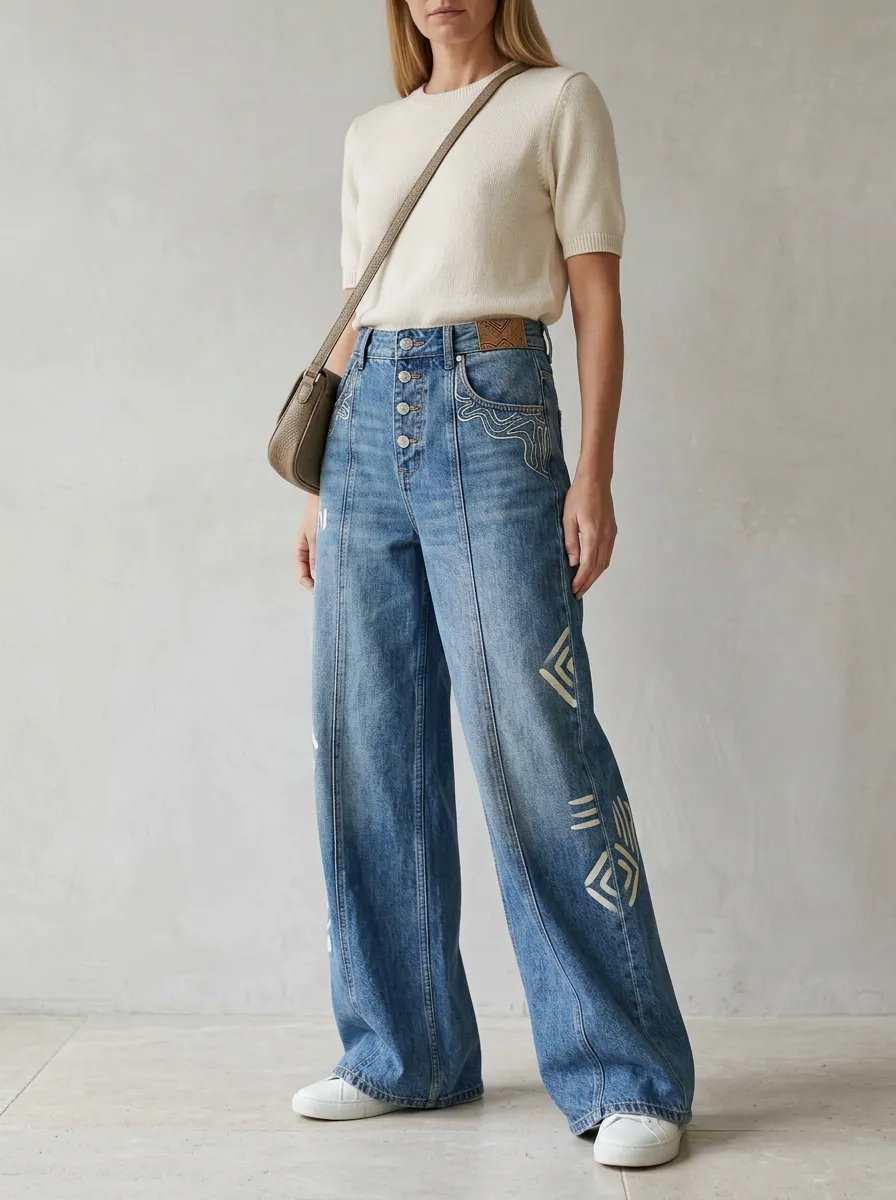 Women's Wide Leg Casual Denim Jeans