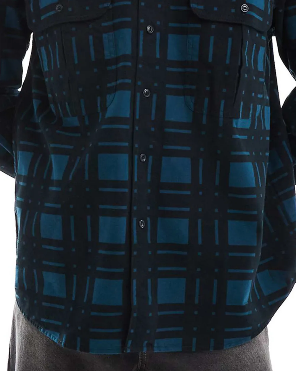 Relaxed Fit Check Print Flannel Shirt In Black