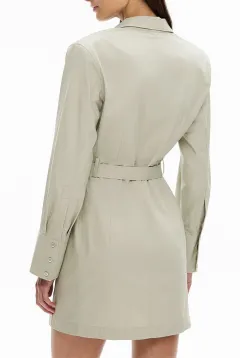 Plain Color Lapel Dress