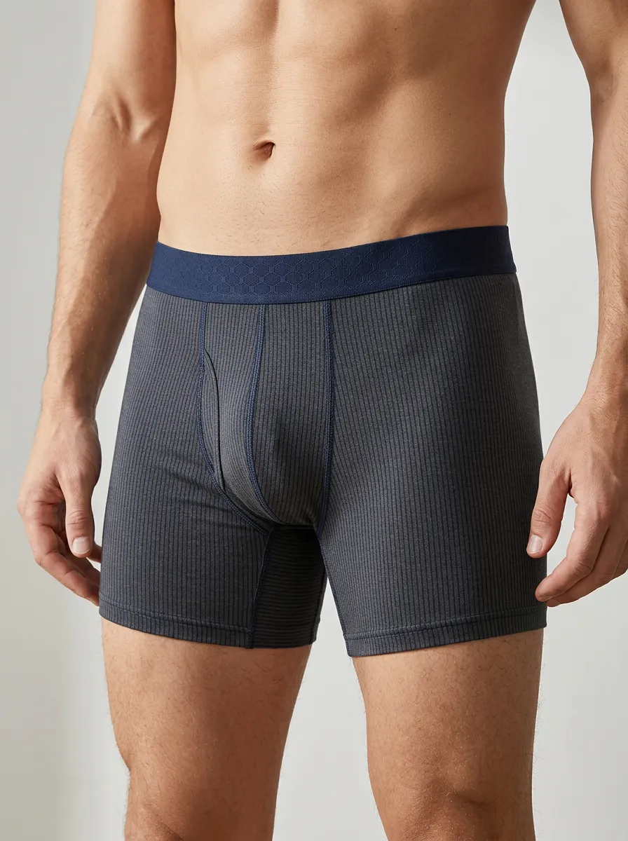 Active Ribbed Waistband-Detail Detail Men's Boxer Briefs