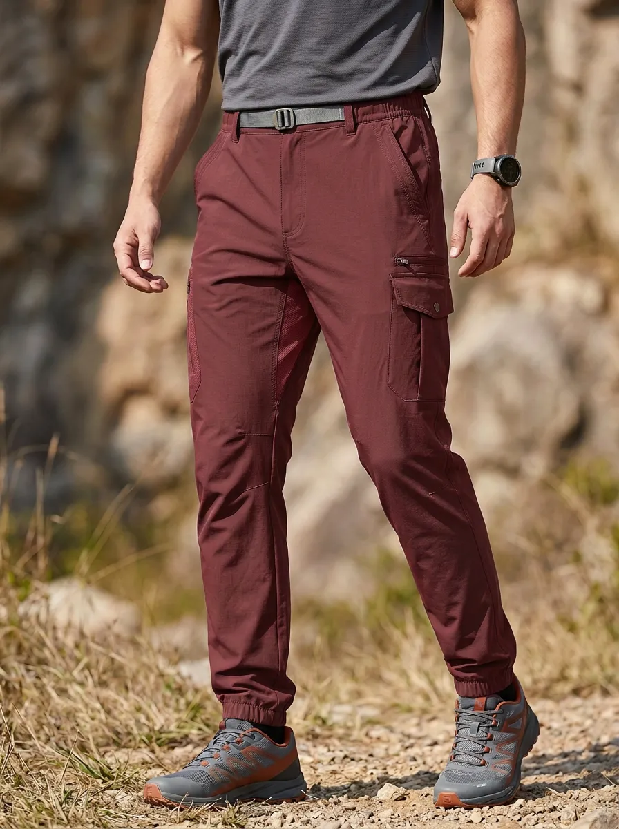 Men's Multi-Pocket Quick-Dry Trail Belted Cargo Joggers