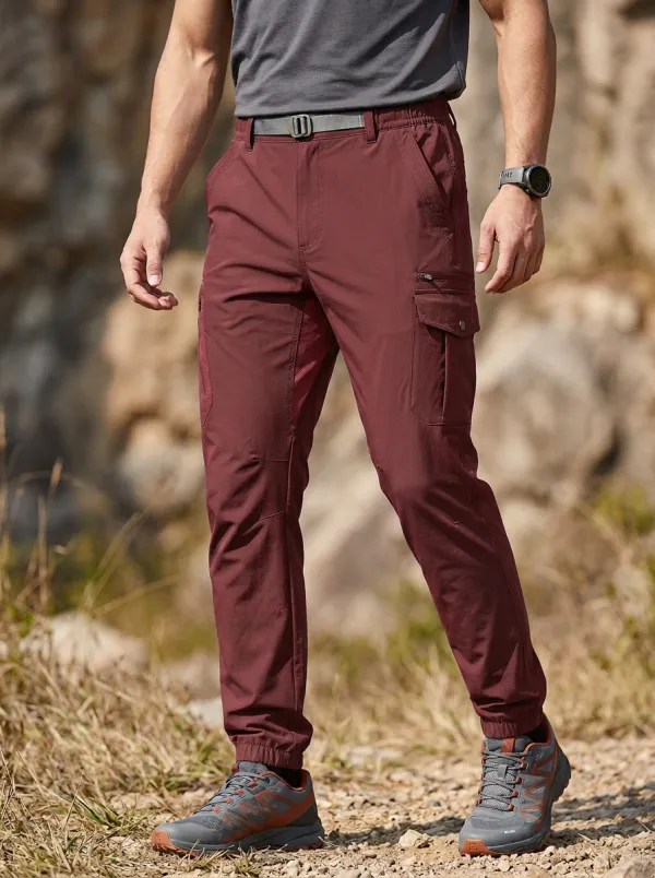 Men's Multi-Pocket Quick-Dry Trail Belted Cargo Joggers