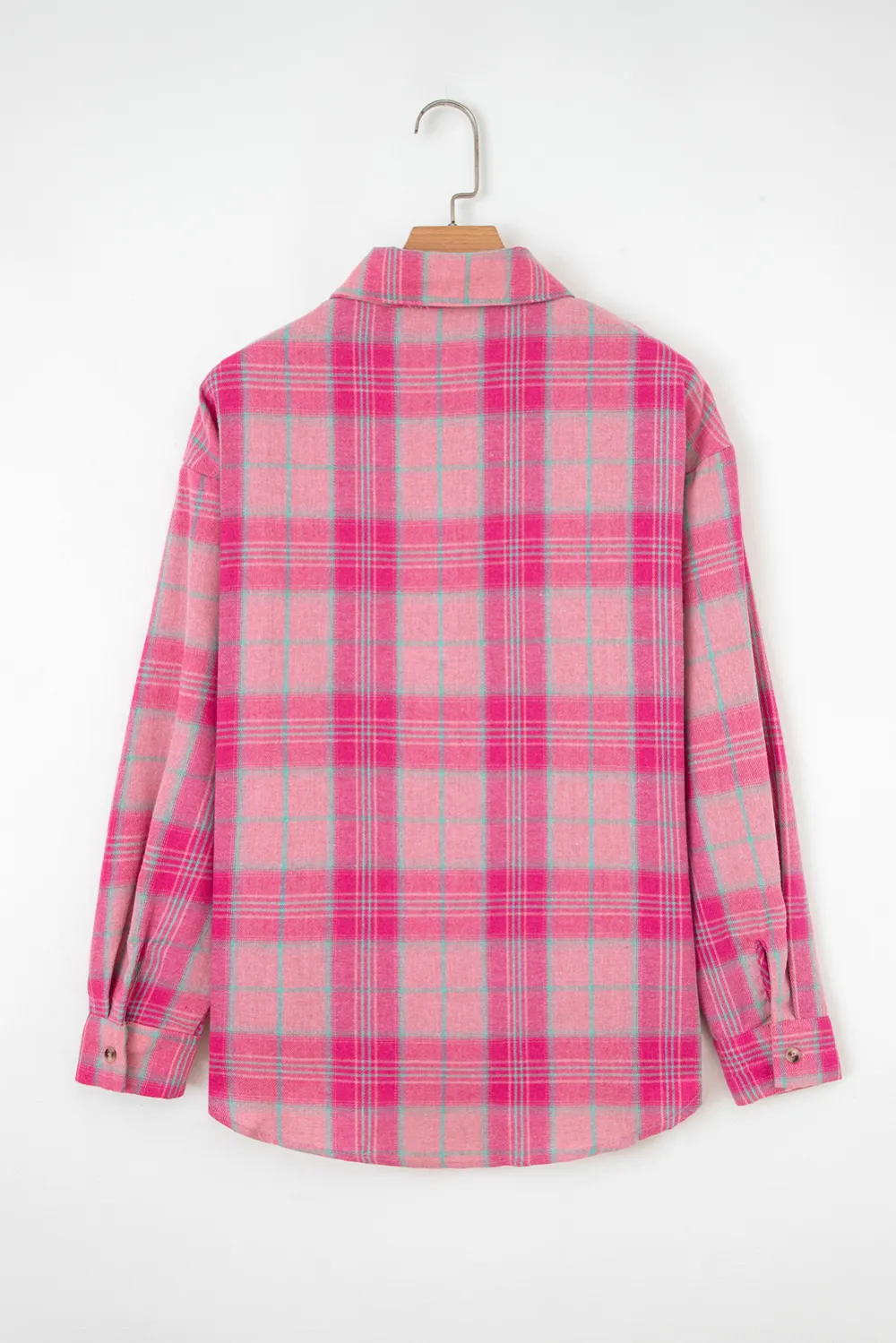 Sachet Pink Plaid Print Rounded Shirt