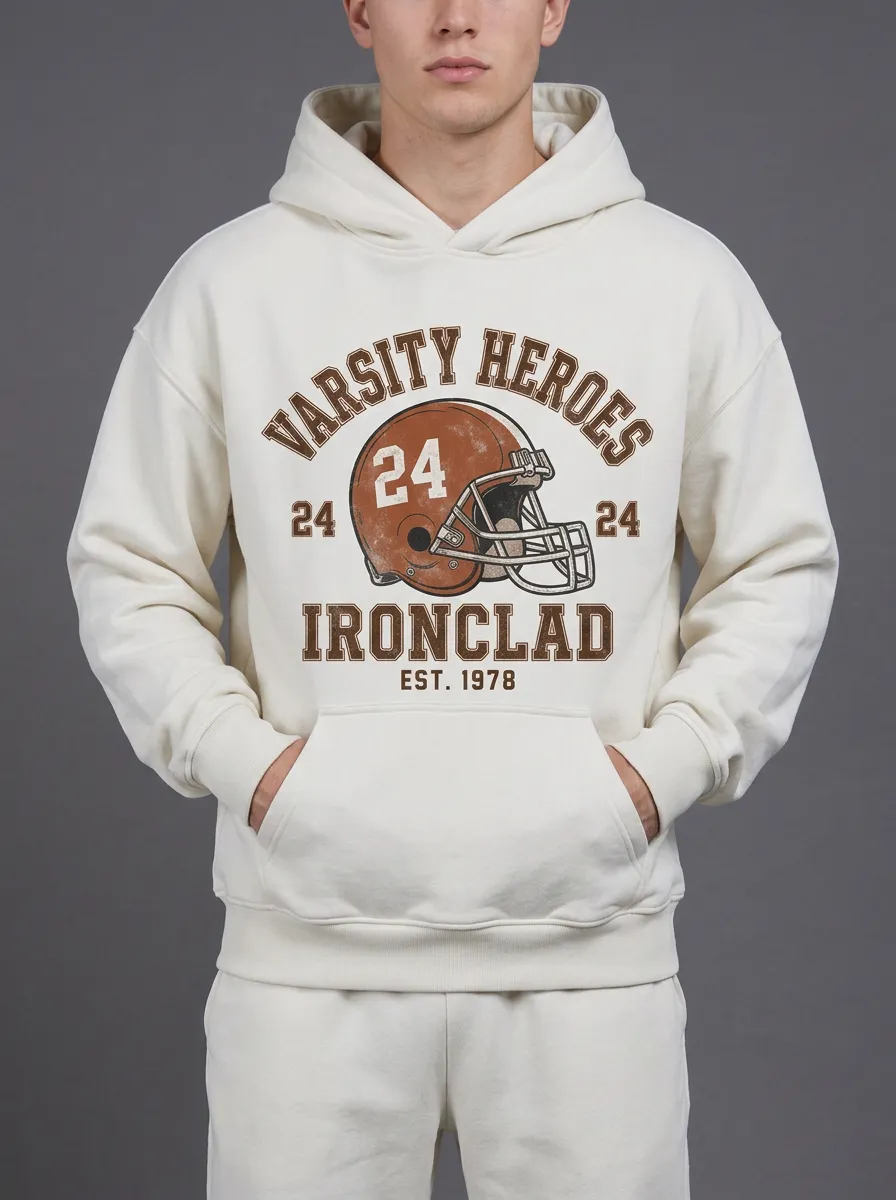 Men's Varsity Football Helmet Ironclad Printed Hoodie
