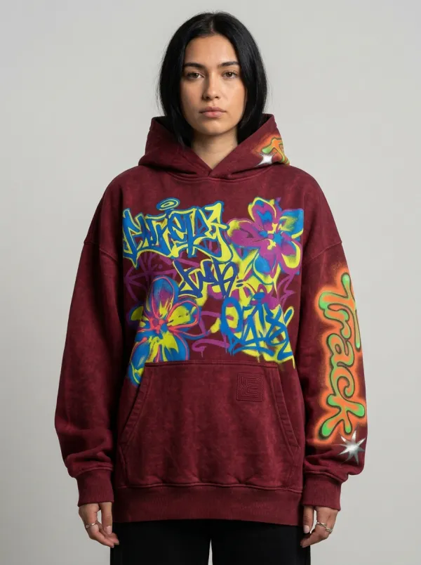 Unisex Pulse Graffiti Floral Oversized Hoodie