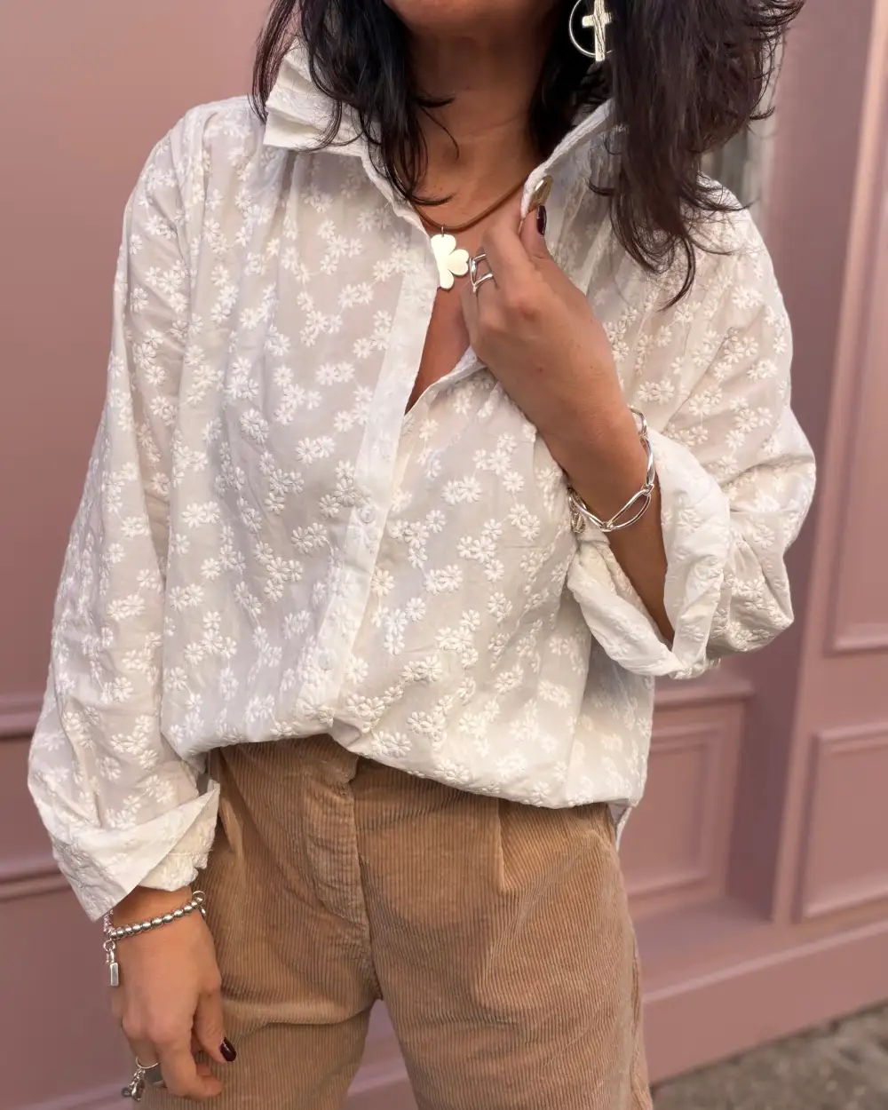 Cotton Embroidered Relaxed-Fit Blouse