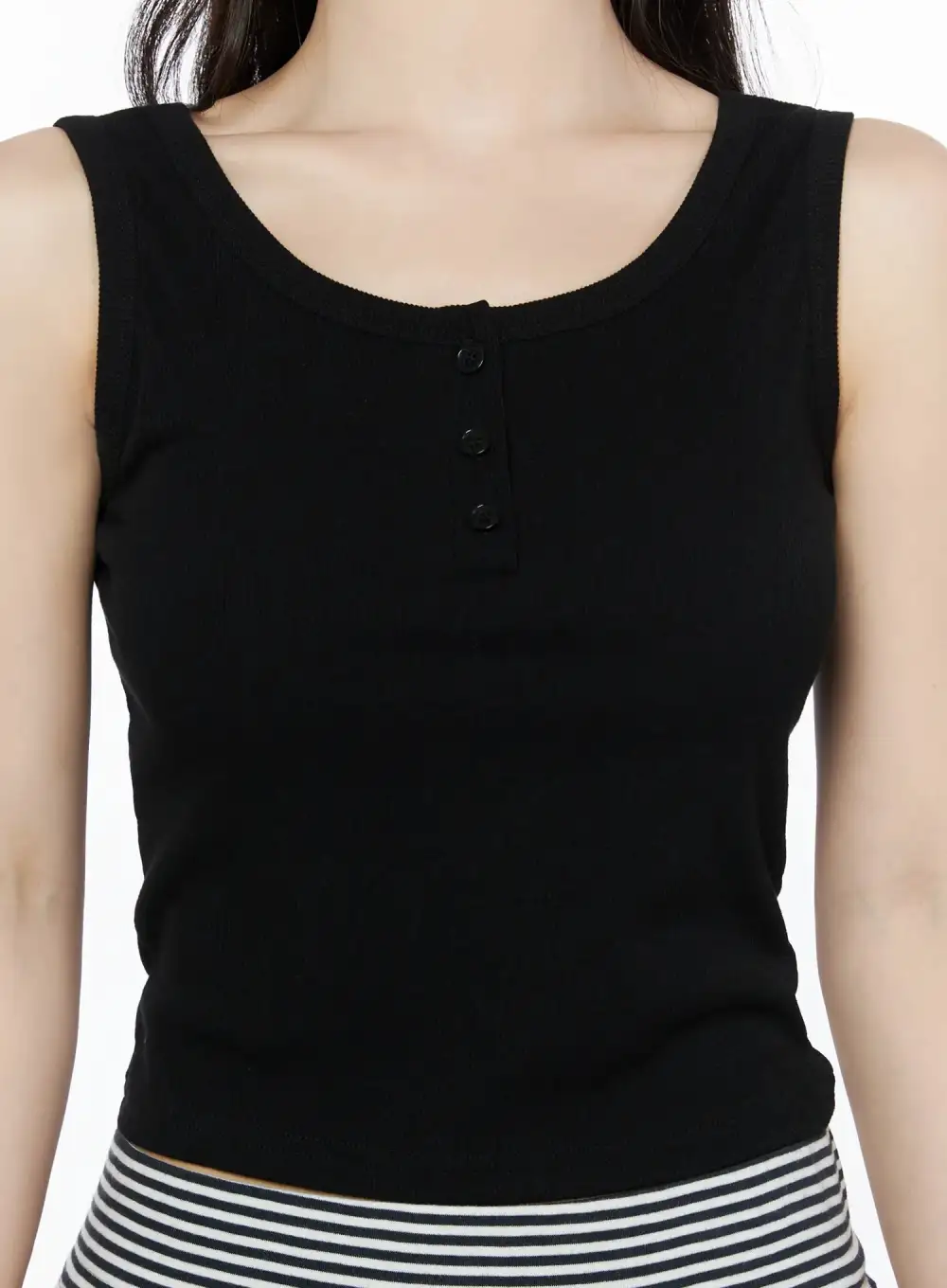 Ribbed Button Tank Top