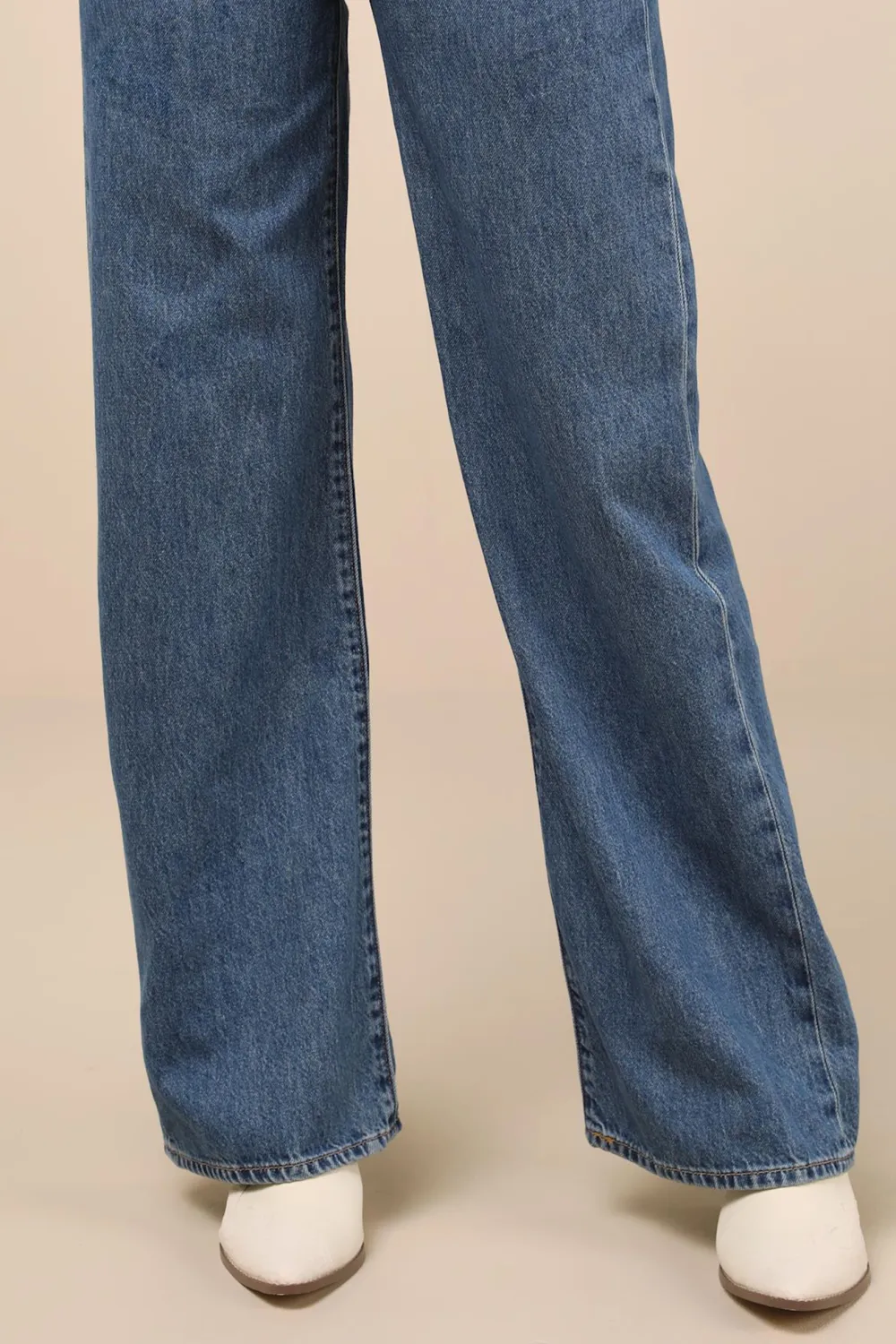 Daily Dark Wash Denim Braided Wide-Leg High-Rise Jeans