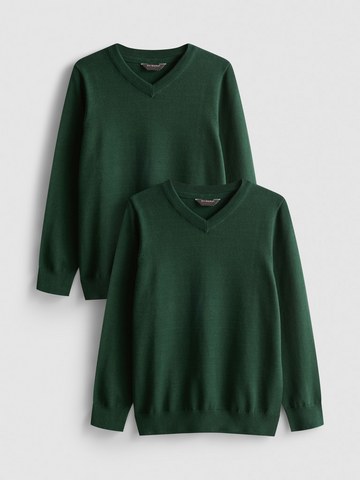 7-15yrs | 2pk Unisex Cotton Rich V-Neck School Jumpers detail 2