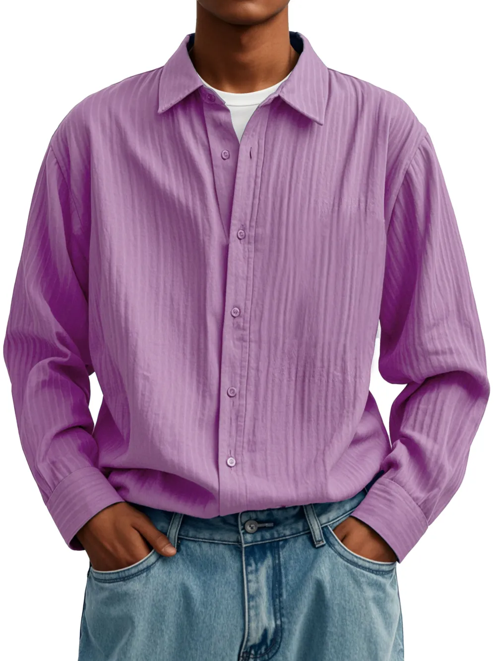 Long Sleeve Pleated Front Shirt