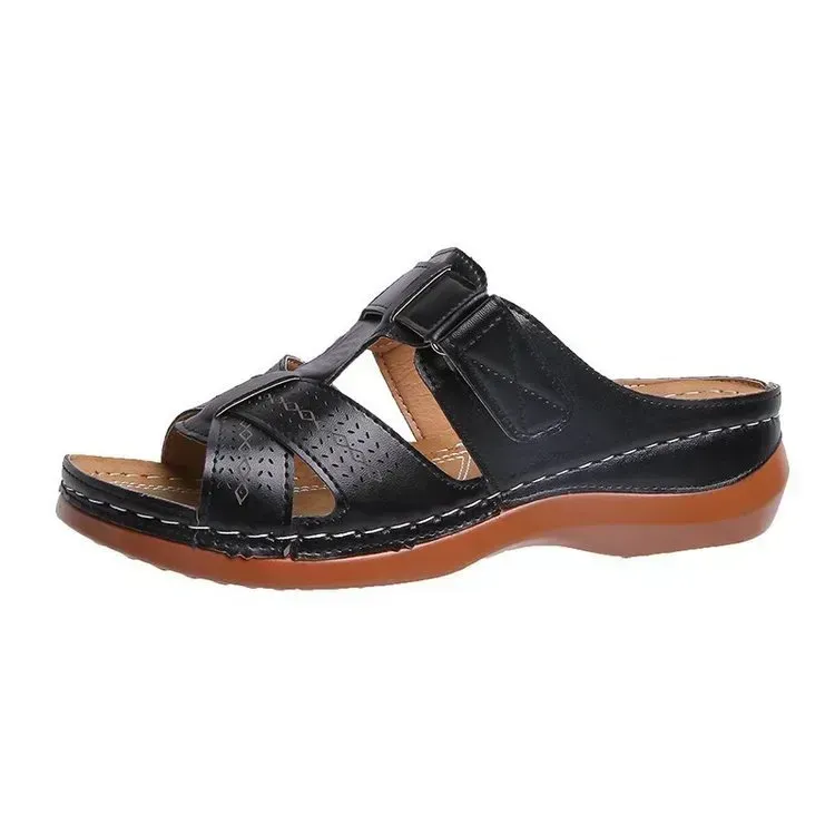 Womens Velcro Slingbacks Flat Heel Sandals