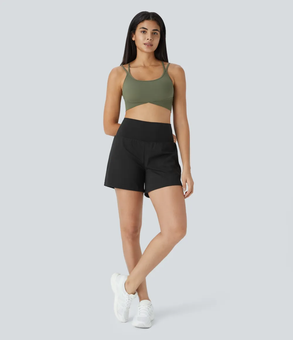 2026🔥 UK Super High Waisted Back Pocket & Side Hidden Pocket 2-in-1 Yoga Shorts