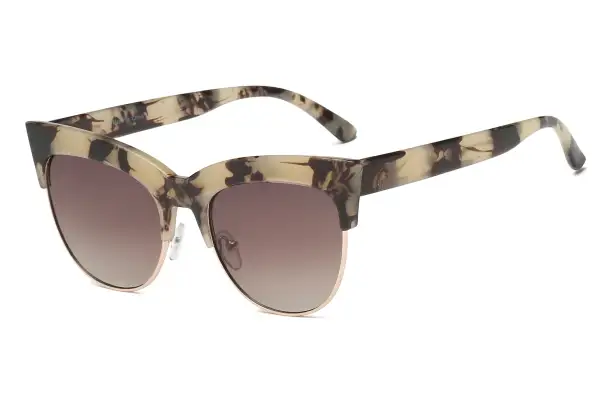 Half Frame Round Cat-Eye Sunglasses