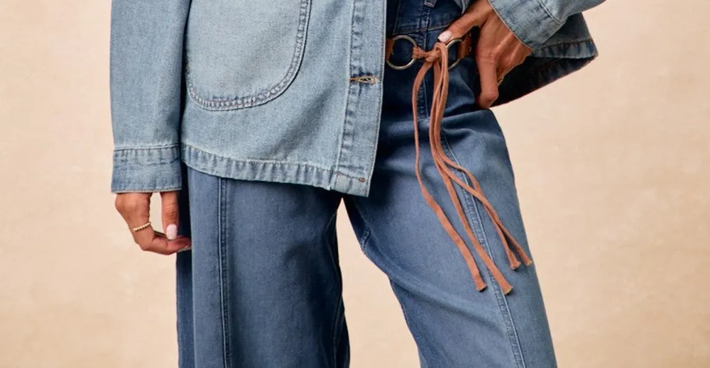 Washed Denim Jacket with Contrast Collar Detail