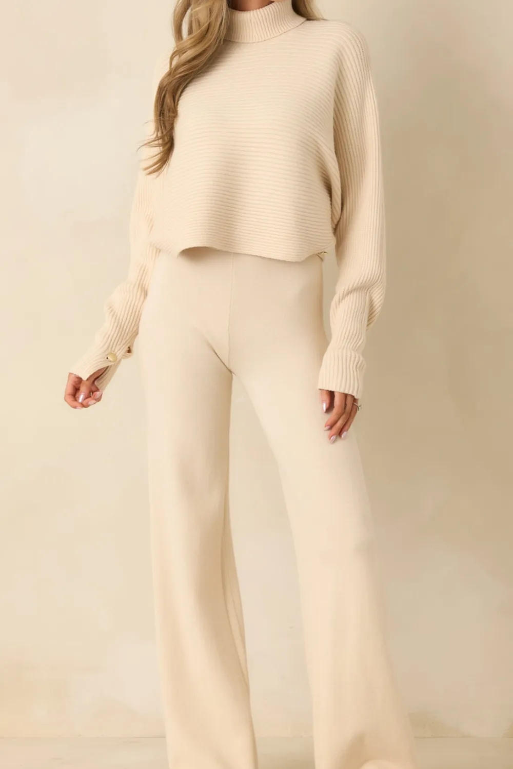 Wide Leg Polished Path Knit Wide Leg Pants