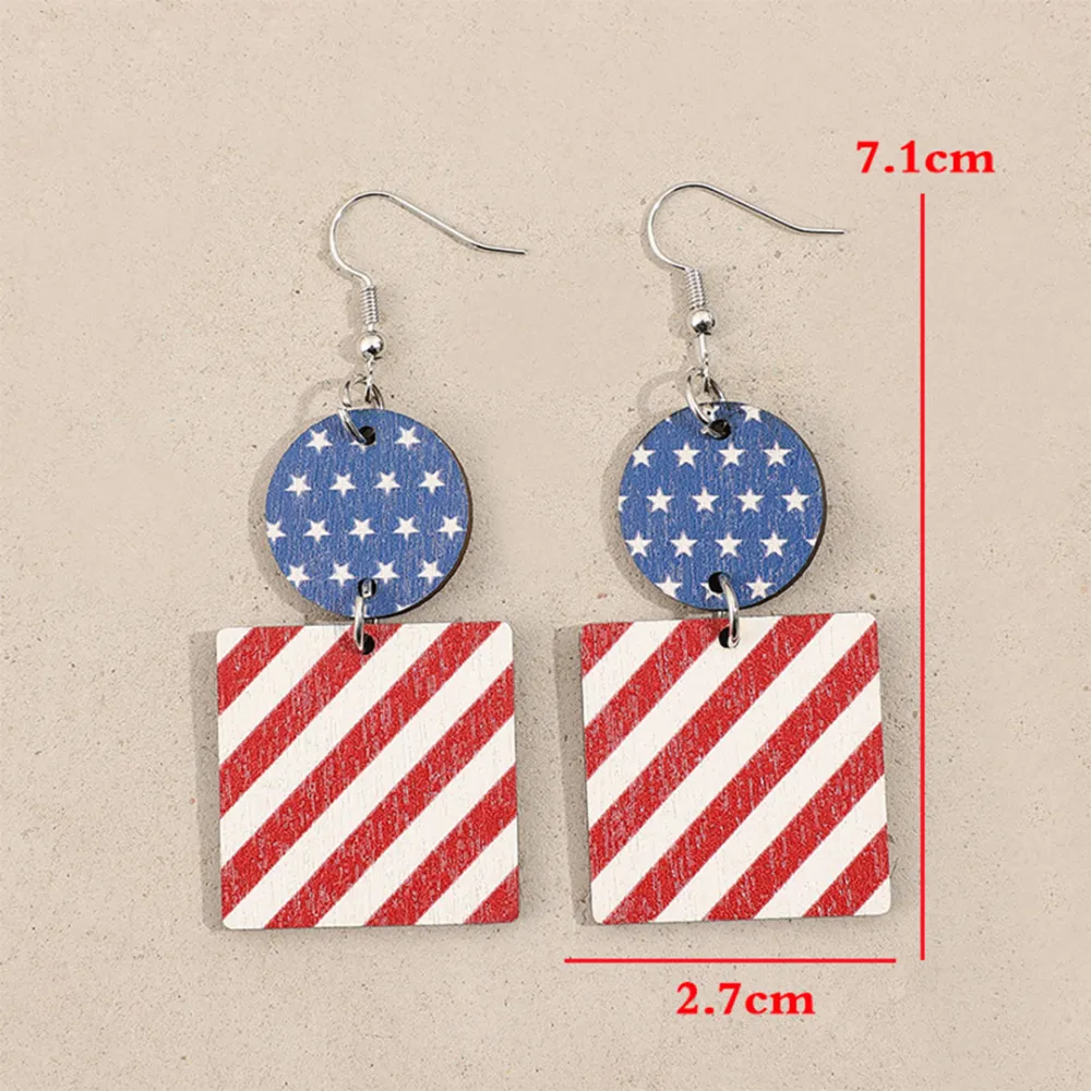 Mixed Red Blue Wooden Earrings