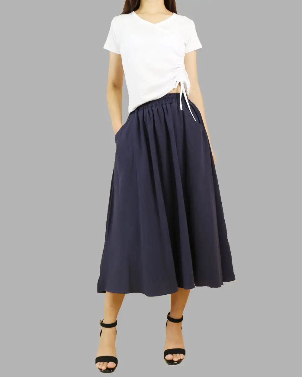 Everyday Boho Linen Flared Midi Skirt
