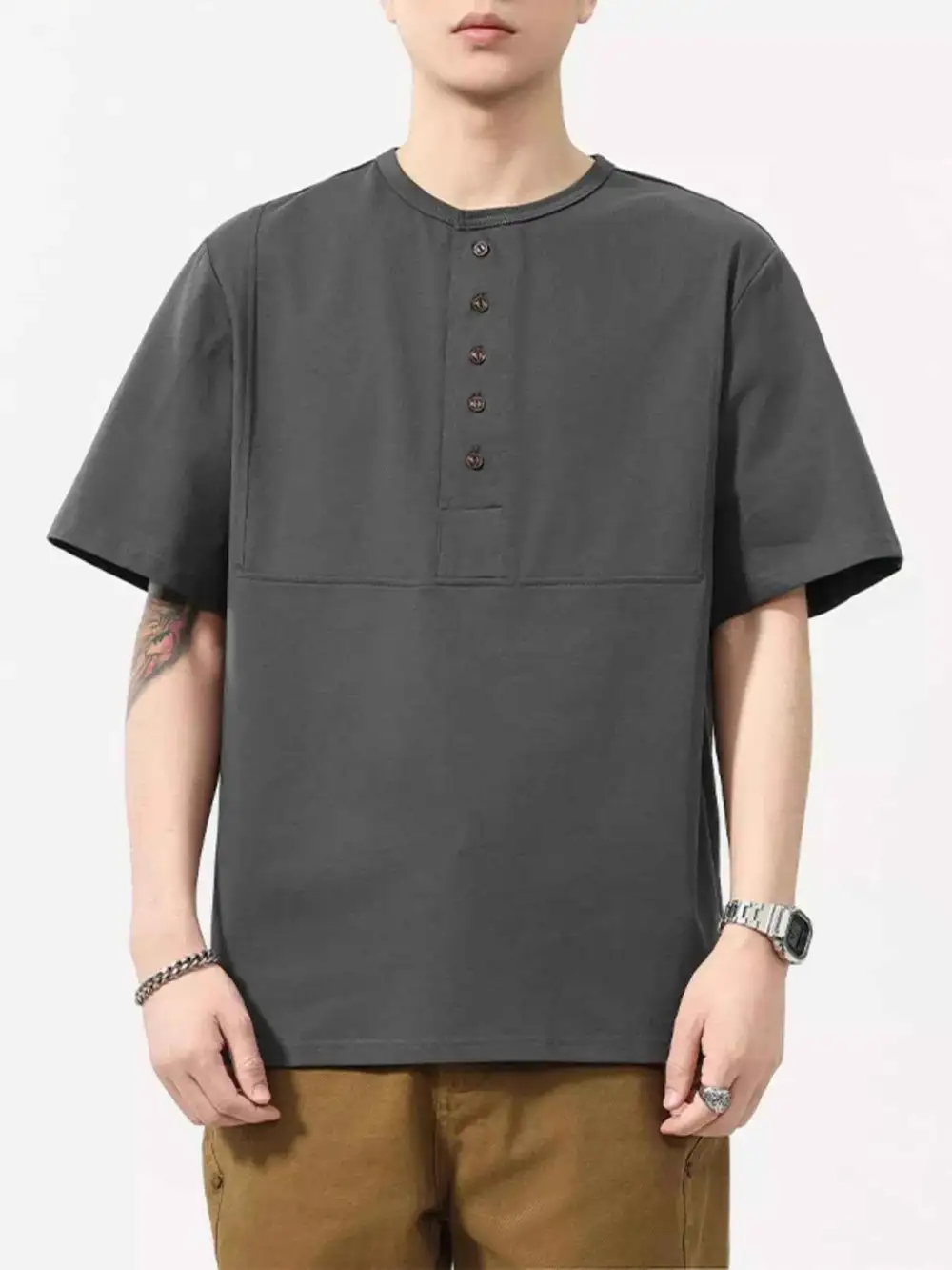 Button Detail Short Sleeve T-Shirt