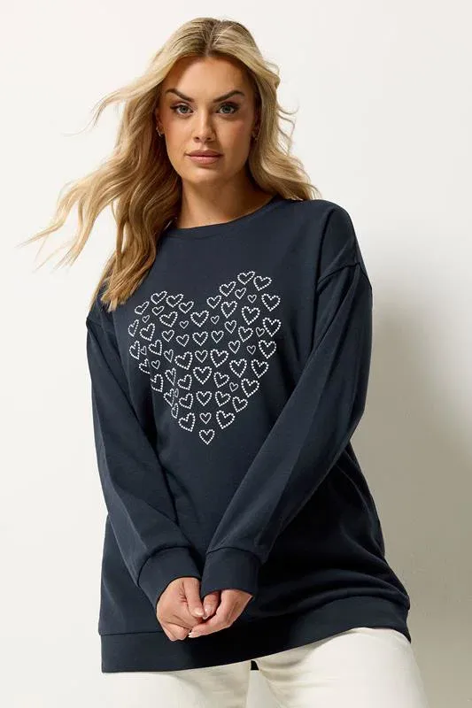 Navy Blue Heart Sweatshirt