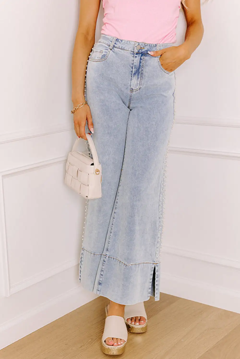 Cuffed Hem Comfy Denim Jeans