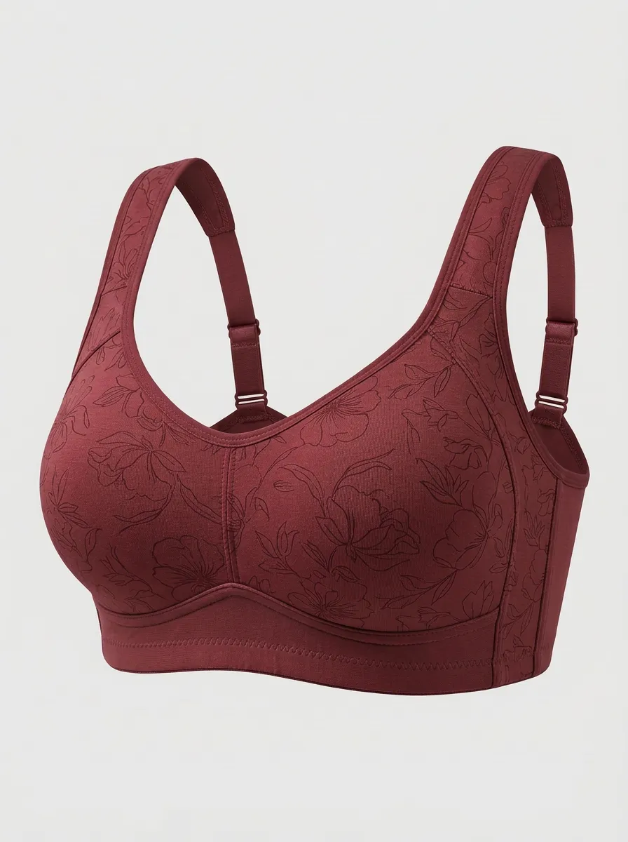 Women's Plus Size Floral Pattern Wireless Bra