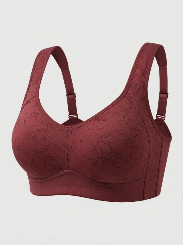 Women's Plus Size Floral Pattern Wireless Bra