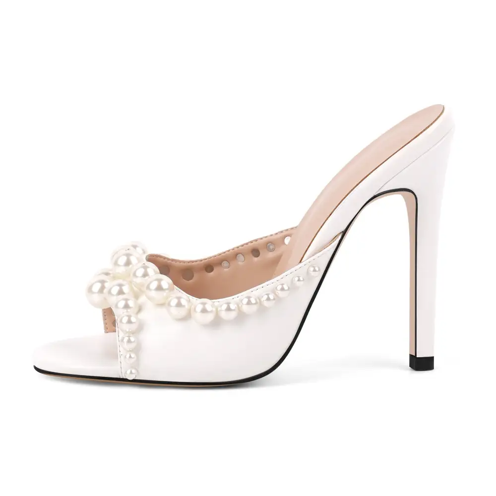 Pearl Square Toe Slip On Mule Sandals