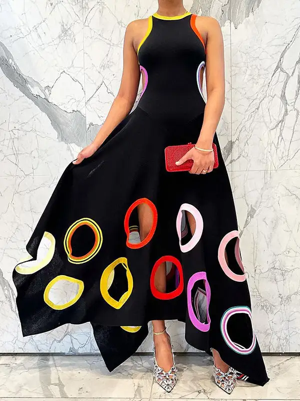 Hollow Neck Maxi Dress