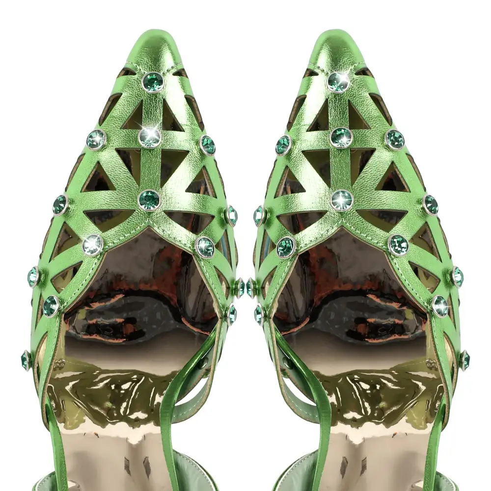 Sleek Rhinestone Pointed Toe Stiletto Slingback Pumps
