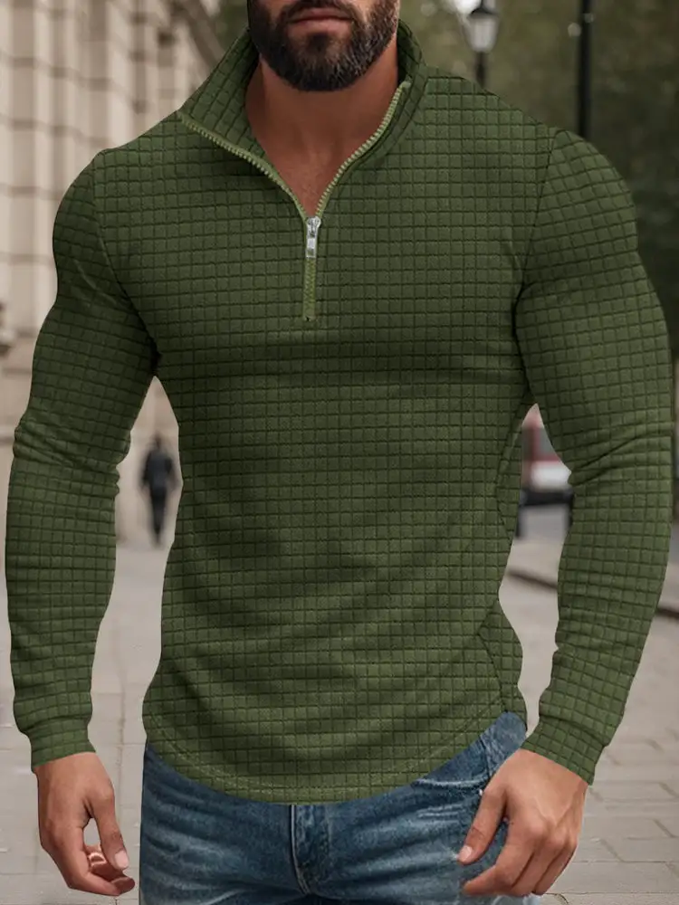 Casual Checkered Stand Collar Sweatshirt Hoodie