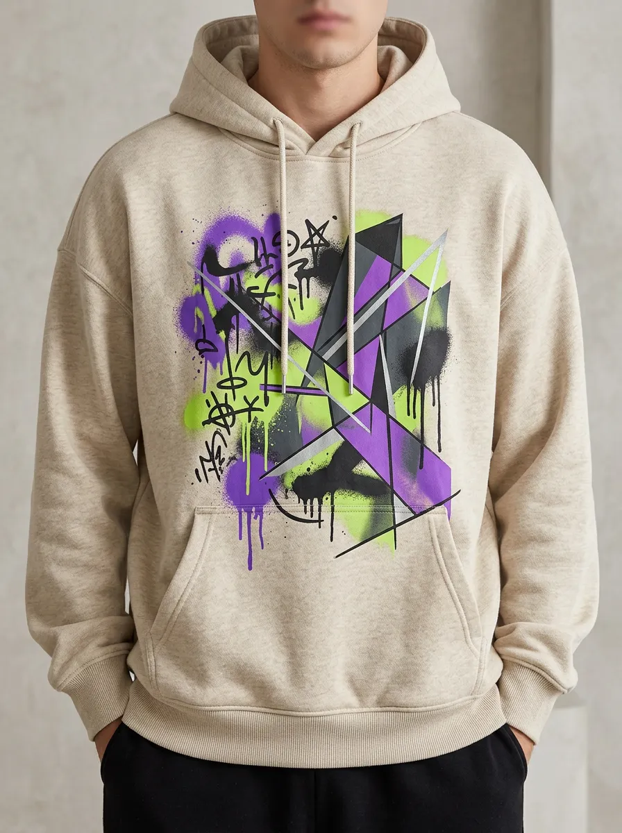 Unisex Streetwear Graffiti Geometric Hoodie