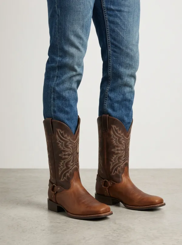 Men's Heritage Western Embroidered Leather Printed Boots