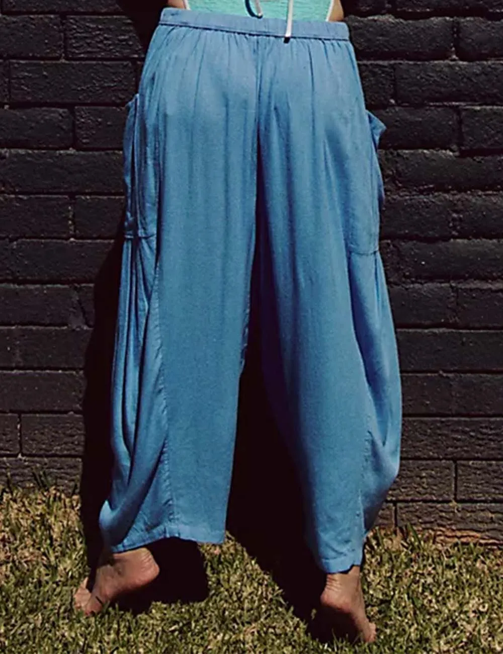 Elastic Waist String Tie Pocket Cozy Pants