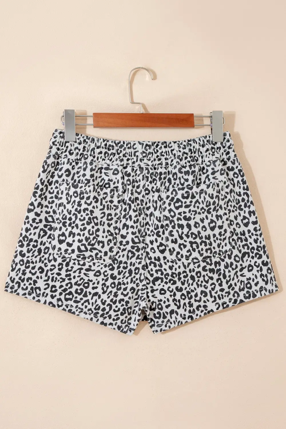Leopard Print Tassel Drawstring Casual Denim Skort Denim Shorts