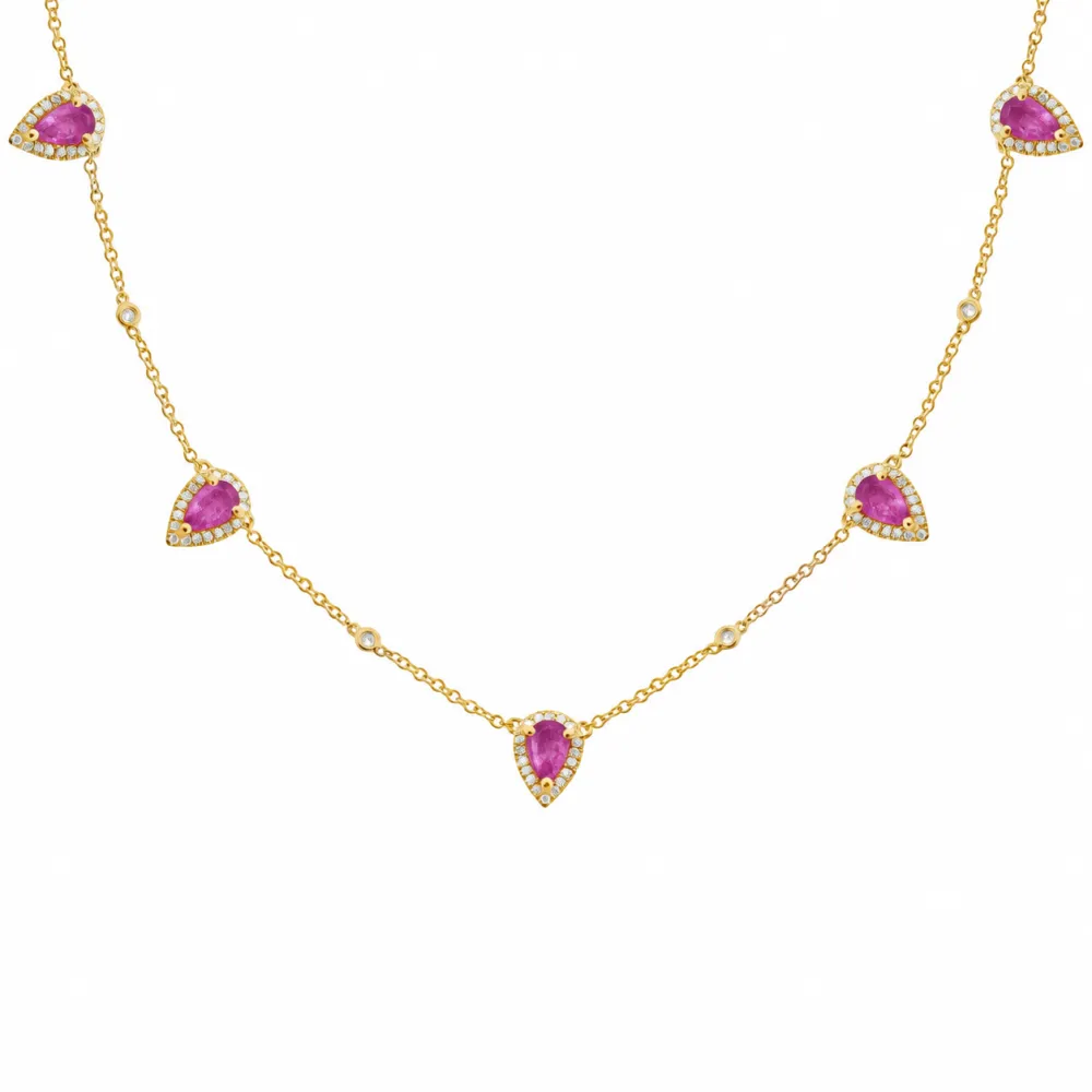Textured Diamond Sapphire Necklace
