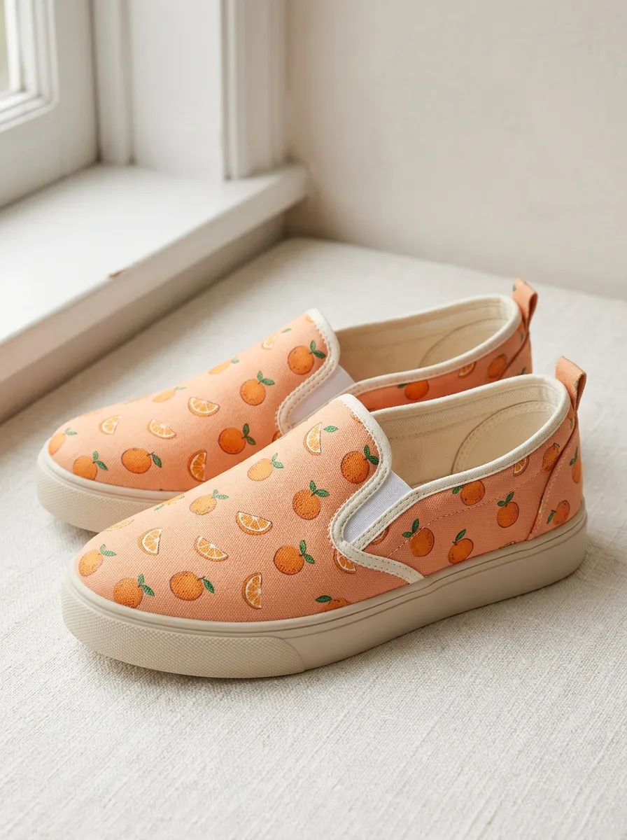 Women's Fruit Lover Orange Pattern Printed Canvas Shoes