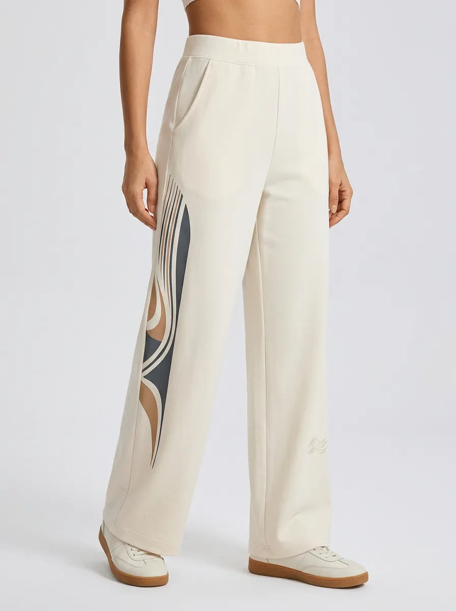 Women's Off-White Graphic Print Wide-Leg Sweatpants