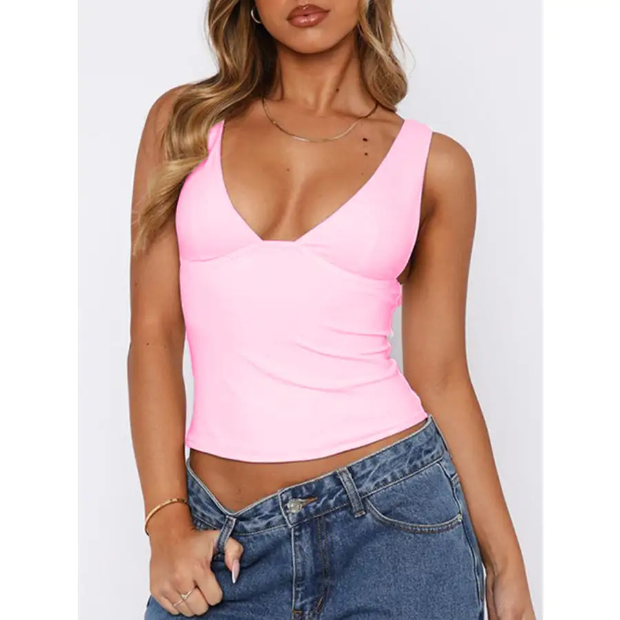 Wide Strap V Neck Tank