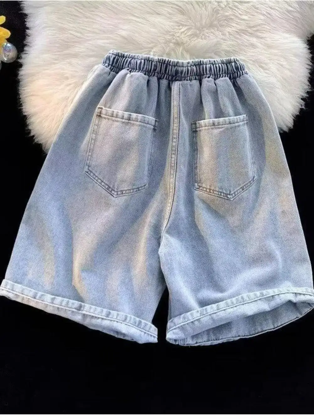 Men's Full Size Elastic Waist Washed Denim Shorts