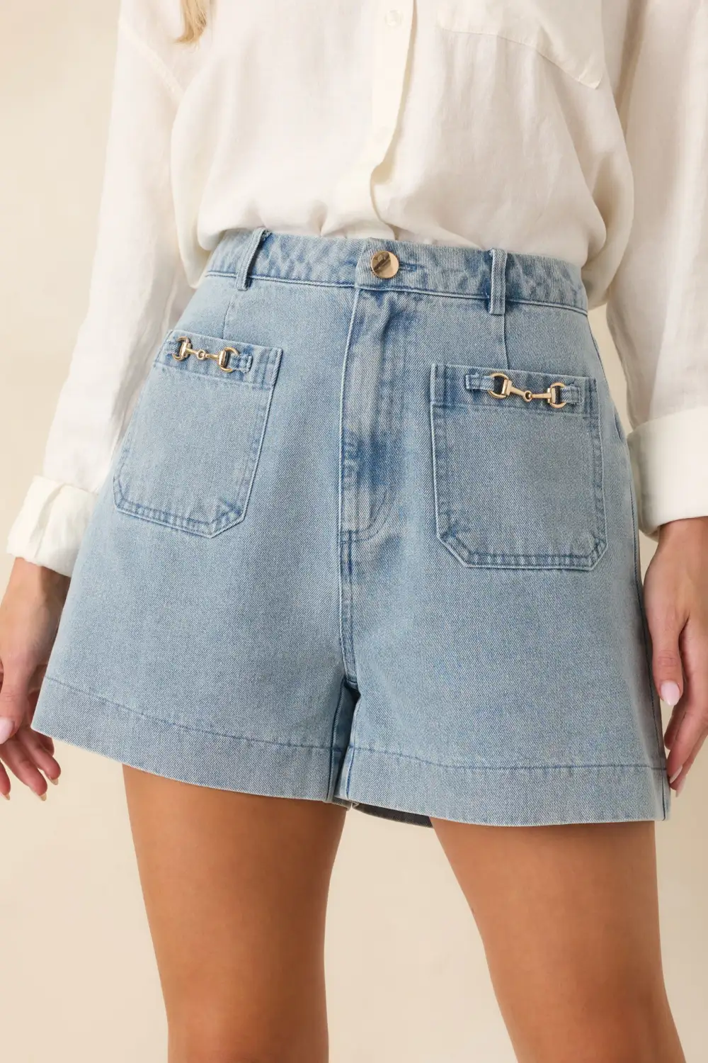 Light Wash Denim Casual Shorts