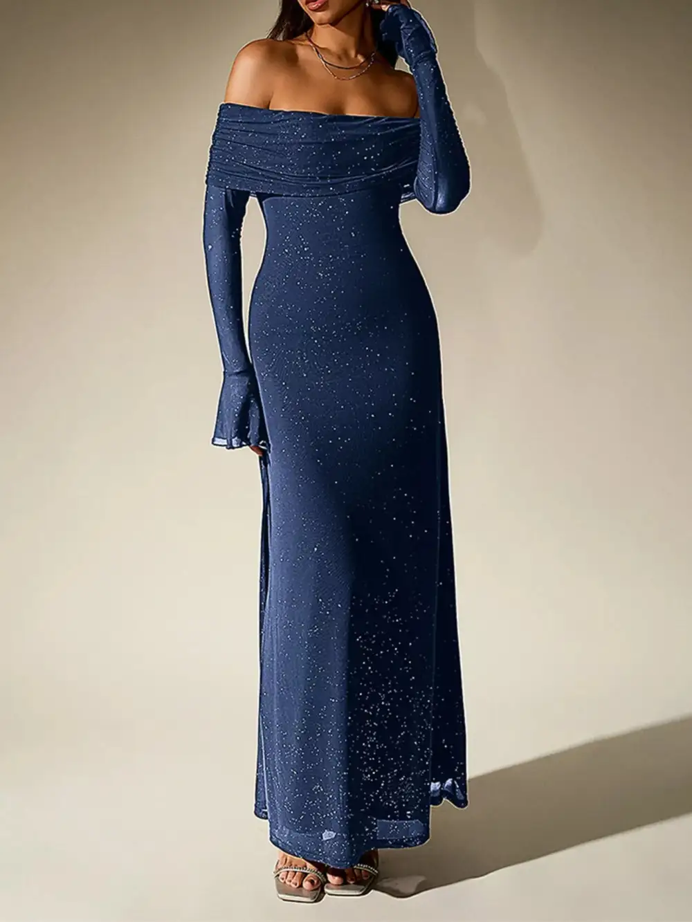 Relaxed Shape Glitter Maxi Dress